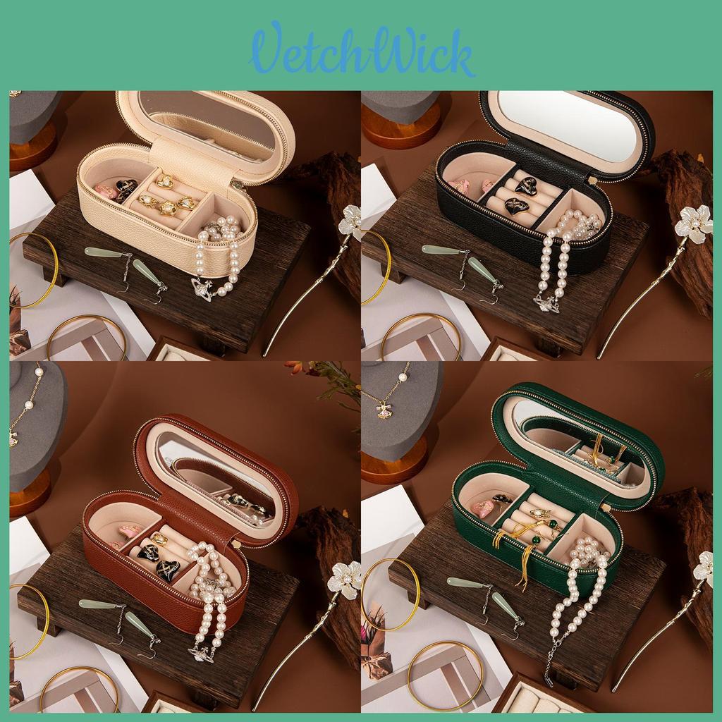Шкатулка для хранения украшений из ПУ-материала с зеркалом для путешествий и в подарок