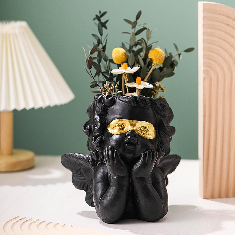 Милый цветочный горшок с ангелом, сочный горшок, кашпо из смолы, домашний декор, украшение для дома, настольные украшения, горшок для растений бонсай