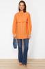 Women's Fashion New Hijab Shirt Orange Cotton Woven Shirt