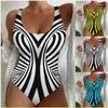 Women's Sexy V-Neck Printed One-Piece Swimsuit