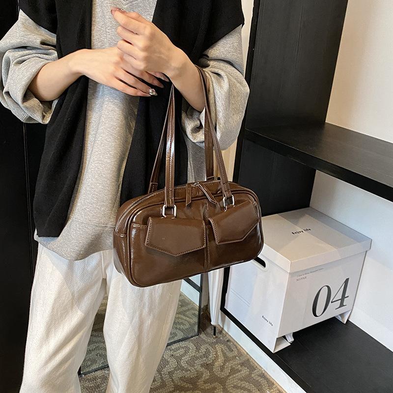 Премиальная масляная кожа ретро коричневая сумка женская модная большая вместительная сумка через плечо портативная сумка-тоут