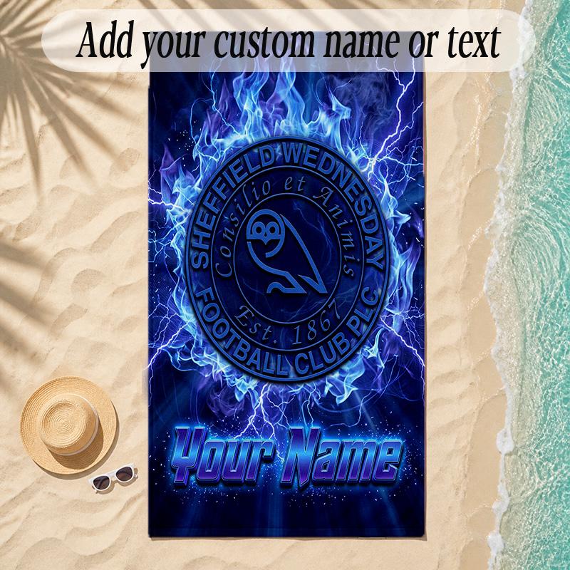 Beach TowelSheffield Wednesday FC Custom Name Text Personalized Soft Towel for Beach Pool Indoor Home Decor Gift