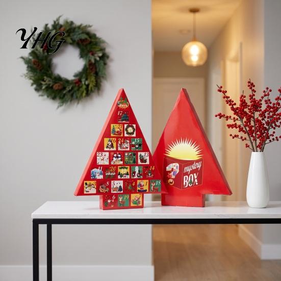 Multi Compartment Gift Box Christmas Tree Advent Calendar Box, DIY Surprising Shaped Paper Hole Punch Surprise Fillable Countdown for Candy