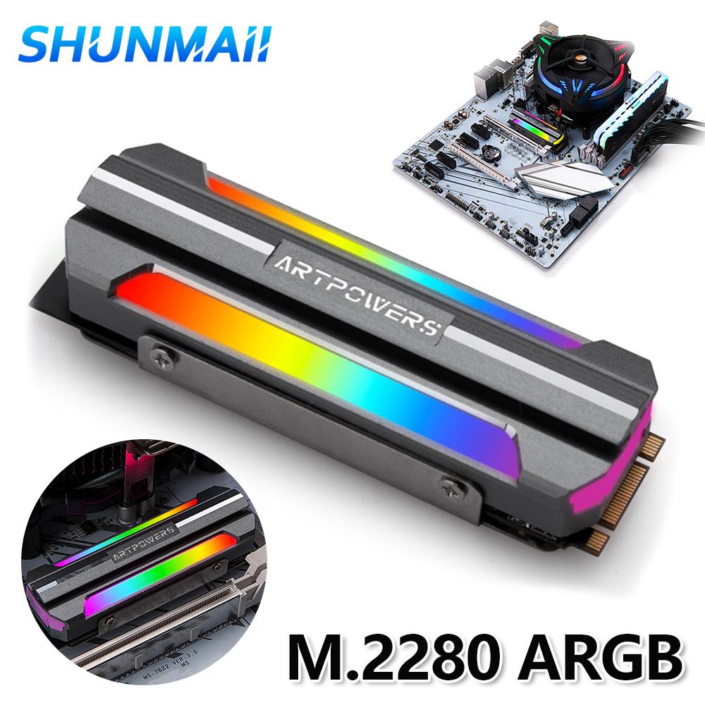 Радиатор для твердотельного накопителя M.2 SSD, охладитель из алюминиевого сплава, ARGB, радиатор для твердотельного жесткого диска M.2 2280 NVME, охлаждающий корпус