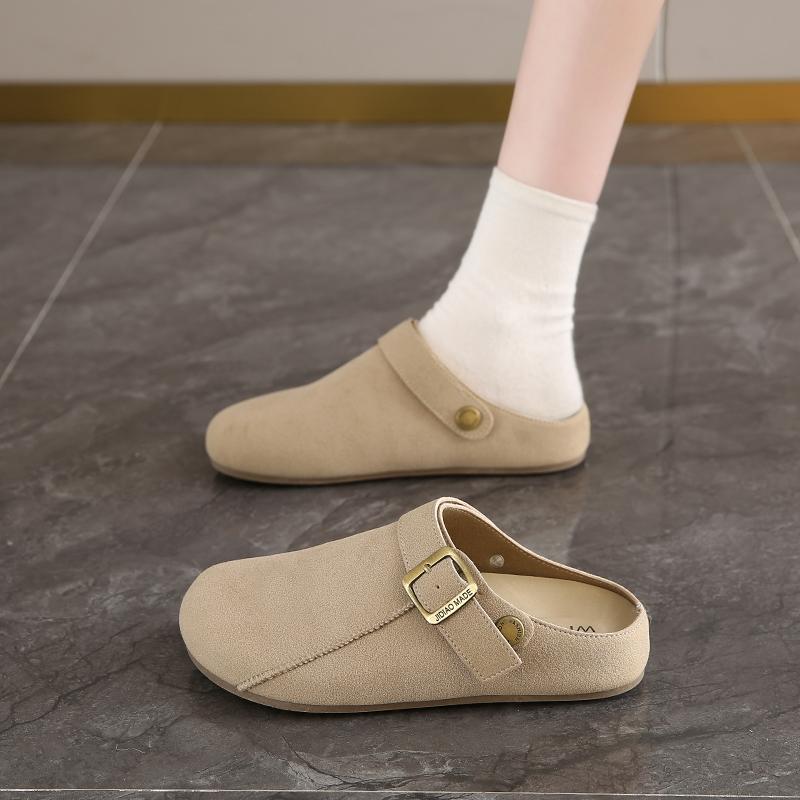 Модные винтажные женские удобные мюли CRLAYDK, регулируемая пряжка, шлепанцы слипоны, закрытый носок, повседневная обувь для ходьбы, туфли с открытой пяткой для леди