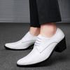 Men High Heels White Leather Derby Wedding Dress Dance Business Formal Elevator Shoes Height Increase Tuxedo Prom Blazers Shoes for Man