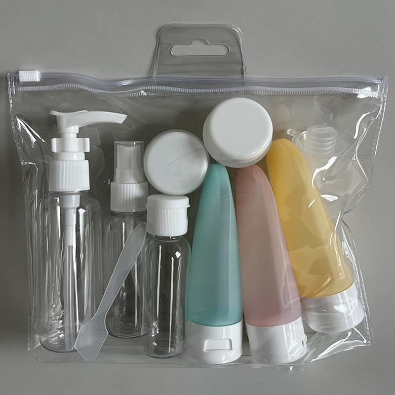 Дорожный костюм из 11 предметов, косметический флакон, пластиковый флакон, флакон для лосьона, флакон для тонера, распылитель, дозатор для шампуня и мыла