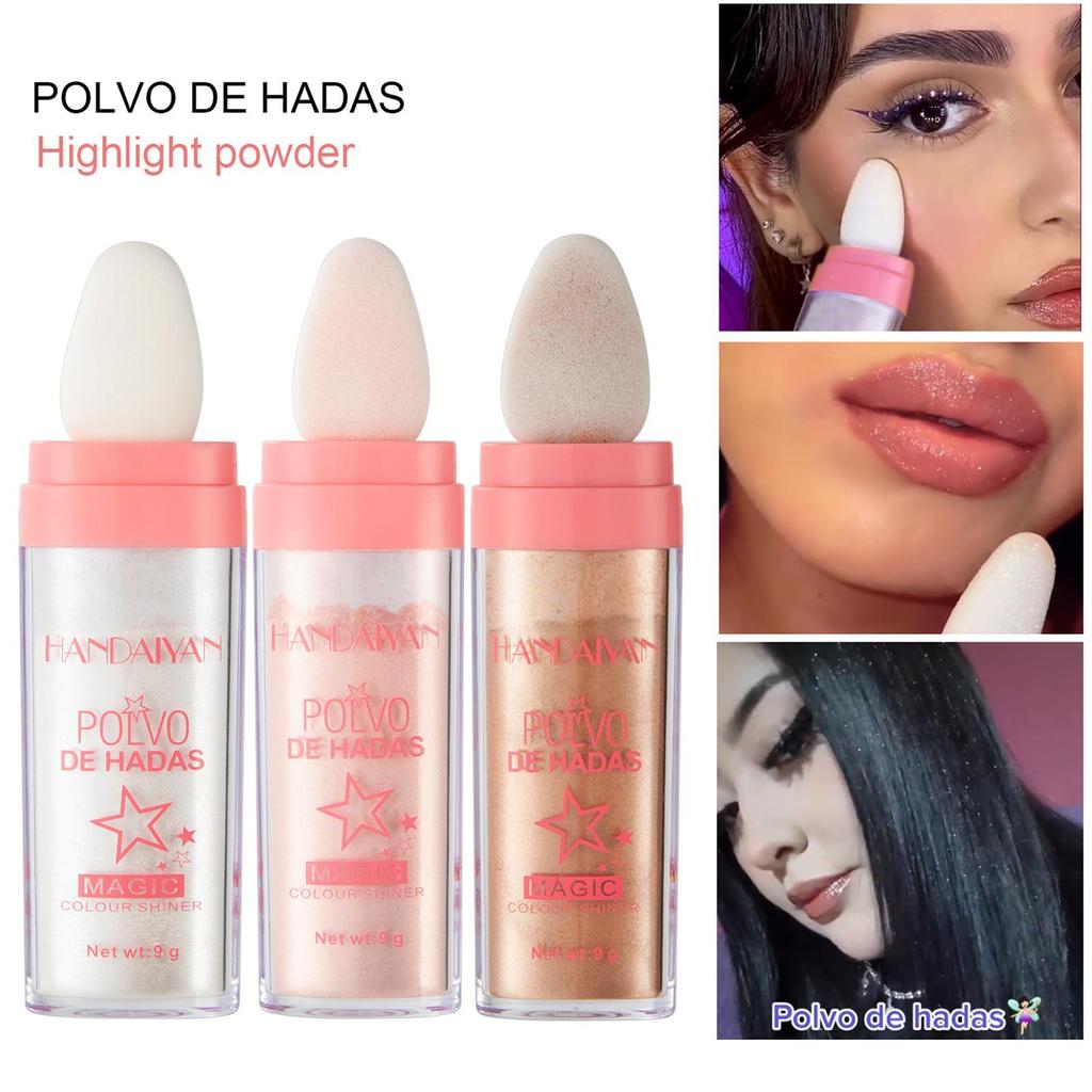 3 цвета, пудра-хайлайтер Polvo De Hadas, блестящая пудра, мерцающая контурная румяна, пудра для макияжа для лица, тела, 9 г