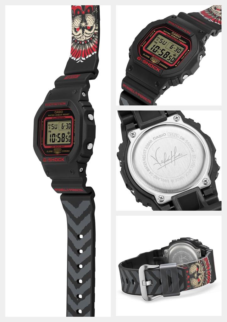 Casio x Kelvin Hoefler x Powell Peralta Модель тройной коллаборации Черные часы G-SHOCK DW-5600KH-1JR Мужские