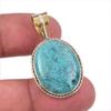 Natural Tibetan Turquoise Gemstone 925 Solid Silver Two Tone Pendant 1.50" e4J52