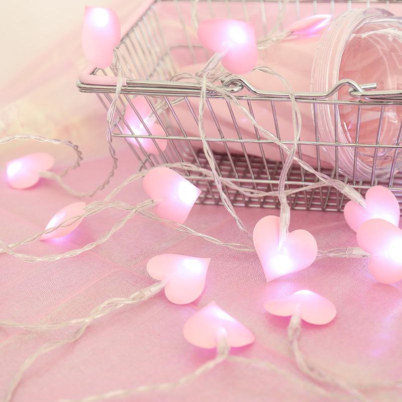 Led Cotton Love Heart Wedding String Fairy Light Pink Girl String Light Indoor Wedding Party Garden Garland Valentines Day Decor