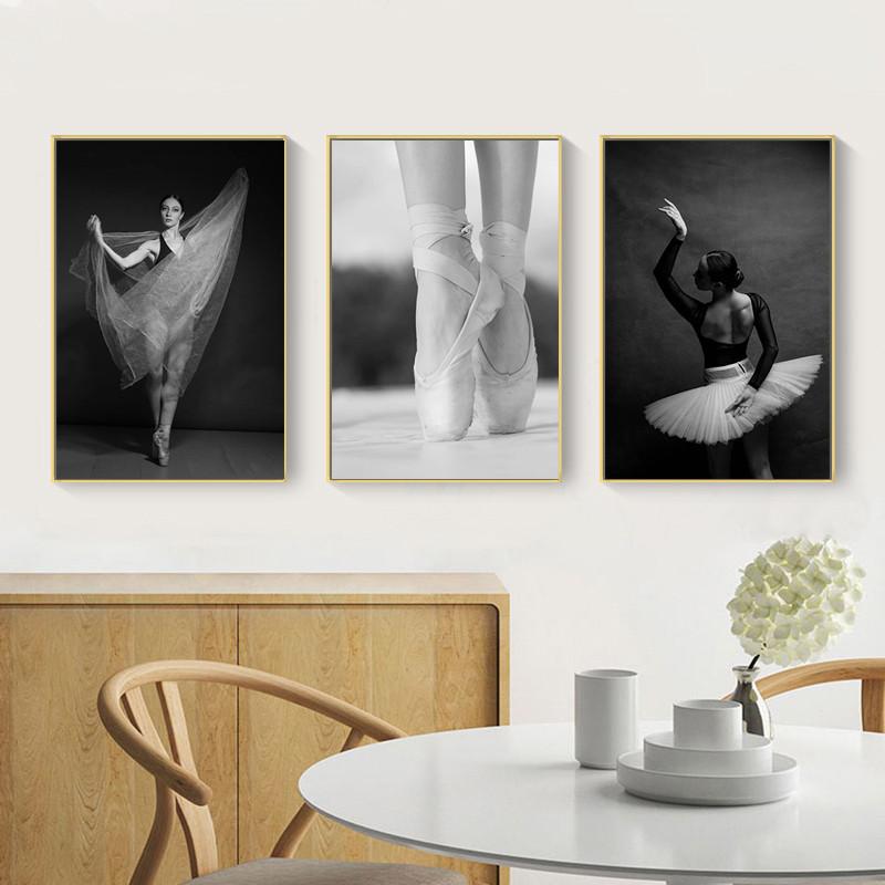 Элегантная балерина, черно-белый художественный постер, модная балетная девушка, винтажная картина, украшение для гостиной, спальни, дома, стены HD0073
