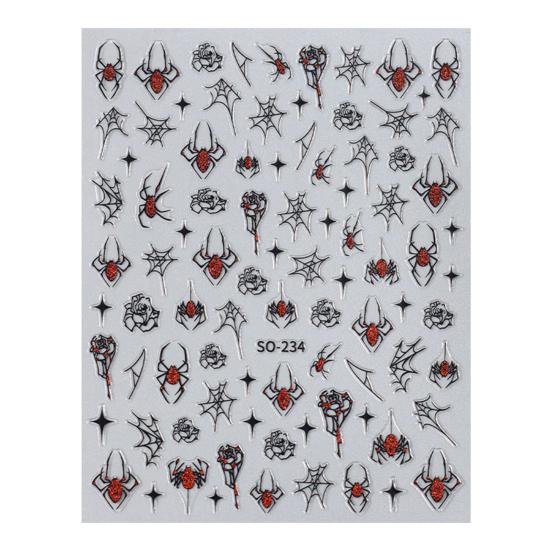 1 Sheet Halloween Spider Nail Art Sticker Waterproof Self-adhesive Gothic Spooky Spiderweb Women Fake Nail Decoration Decal