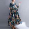Женское платье размера плюс, весна-лето 2024, платье оверсайз, пляжное элегантное длинное платье с цветочным принтом, свободное платье оверсайз