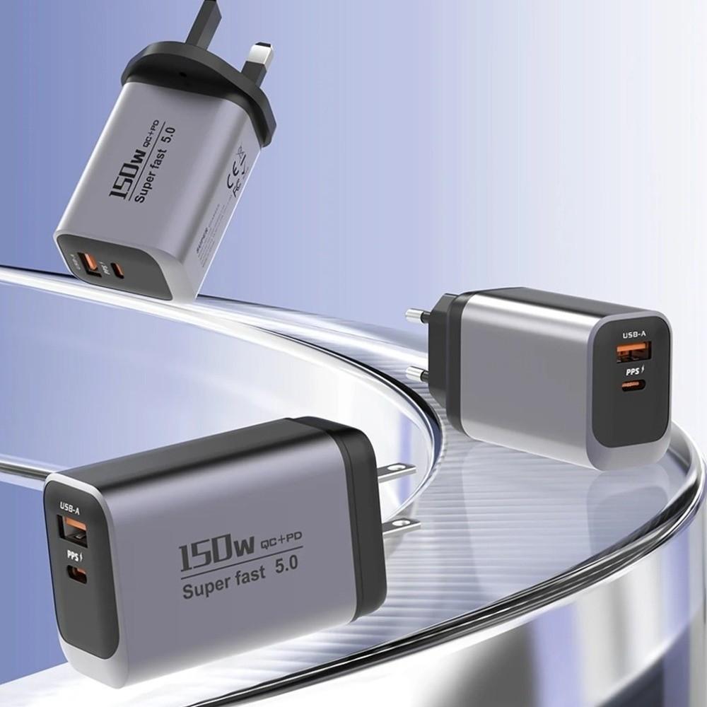 Зарядное устройство 150 Вт EU/US/UK, 2 порта, адаптер быстрой зарядки для Huawei/Xiaomi/Samsung