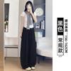 Navy Blue Tencel Linen Pants Women's New Summer Relaxation Casual Loose Ice Silk Scimitar Wide-leg Pants