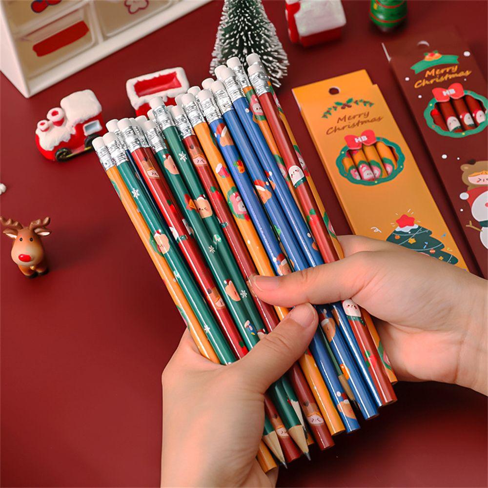 Supplies Xmas Drawing Sketch Pen Set with Eraser Wood Pencil Christmas Standard Pencil HB Pencils