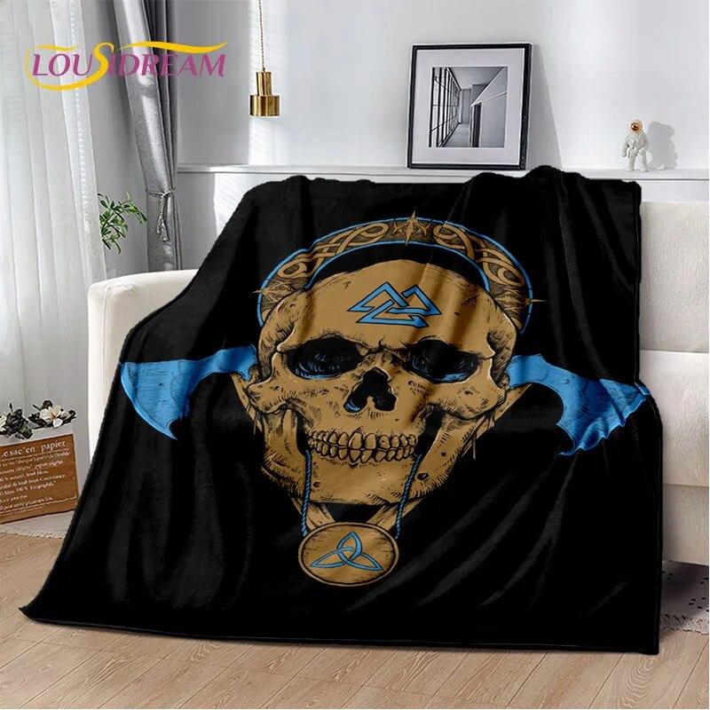 3D Viking Odin Valhalla Nordic Mythology Symbols Blanket,Soft Throw Blanket for Home Bedroom Bed Sofa Picnic Office Travel Cover