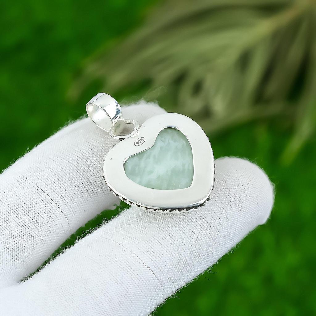 Gift For Her 925 Sterling Silver Natural Aquamarine Gemstone Jewelry Pendant