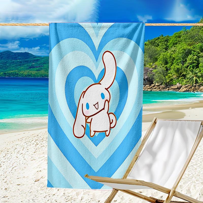 proof beach towel with a Sanrio Cinnamoroll1 pattern - soft,absorbent,quick-drying,machine washable - perfect for swimming,camping,bathing