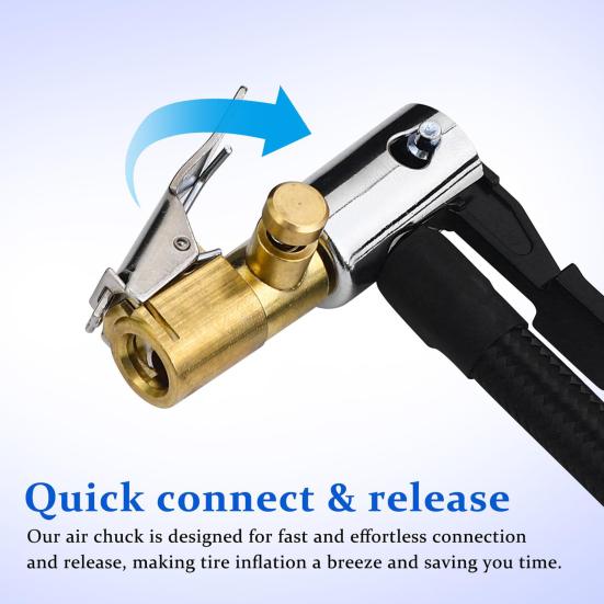 2 шт. Латунные насадки для накачки шин с фиксатором, Пневматический зажим с силиконовым уплотнением, Быстроразъемный зажим для вентиля шины, для автомобильного насоса, Портативный, Противоутечка, Адаптер