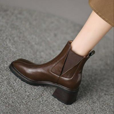 Ботильоны Chelsea Platform Ankle Boots Women 2024 Осень Зима Модные кожаные ботинки для женщин Нескользящие удобные повседневные женские ботинки