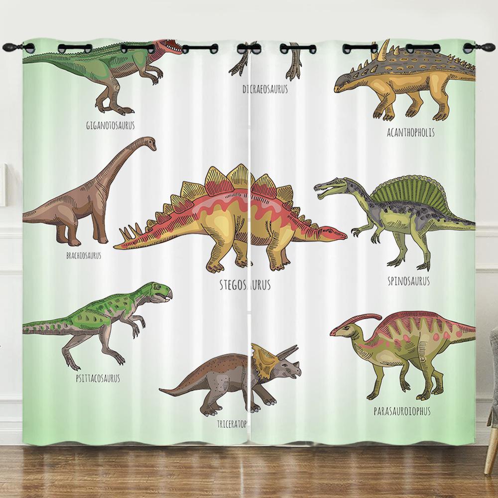Cute Cartoon Dinosaur Curtains For Window Treatment Drapes Window Curtains For Living Room Bedroom Boys Kids Room Home Decor