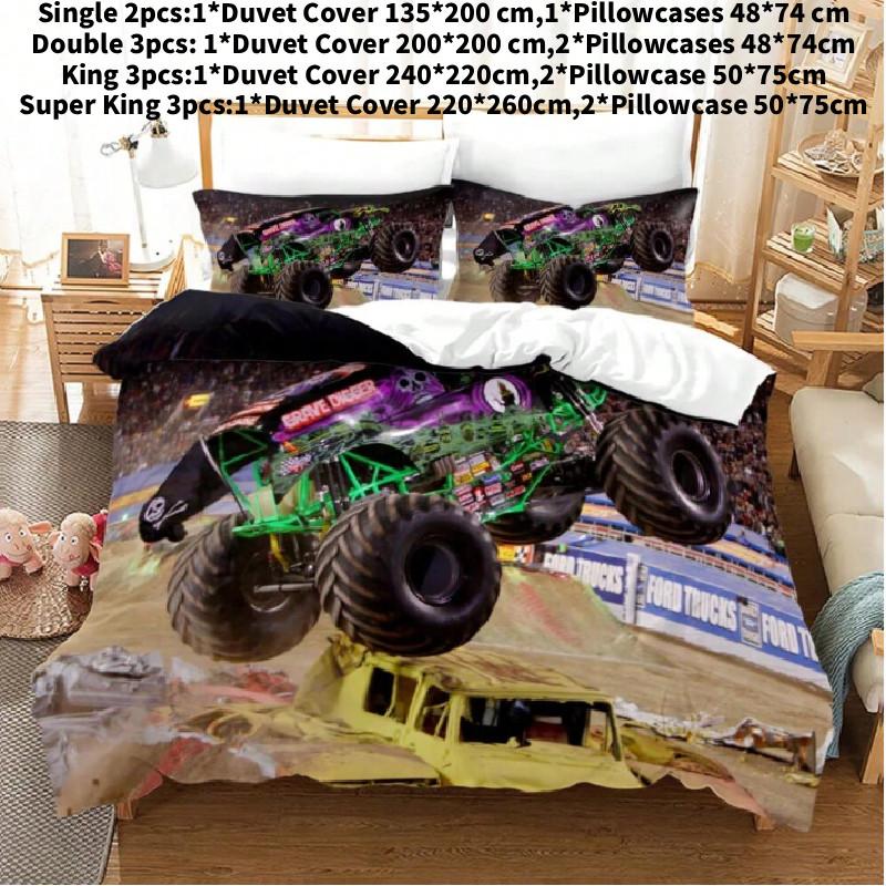 Monster Jam Children Bed Cover Set With Colorful Patterns For Modern Kids Room Decor
