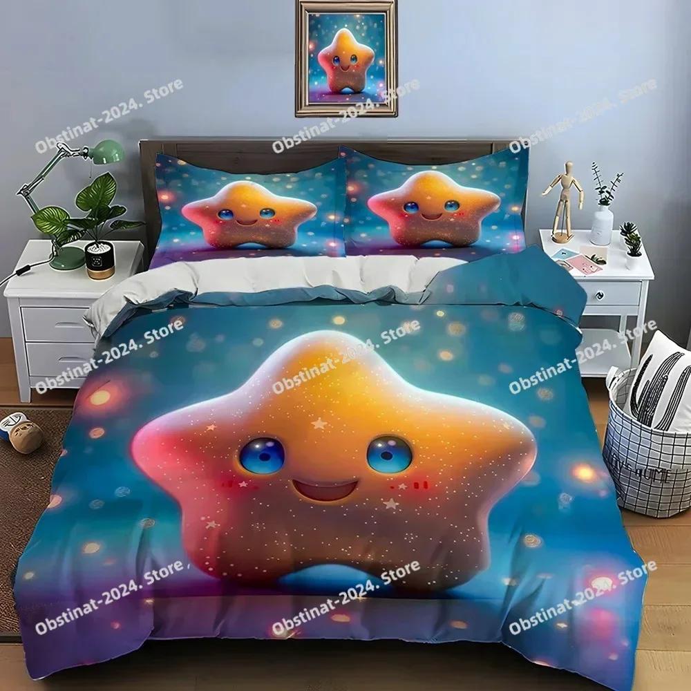 3D Cute Cartoon Stars Bedding Set Printed single Comforter Quilt Bed Cover Duvet Cover Pillow Case 3 Pieces Sets Kids Adult Size