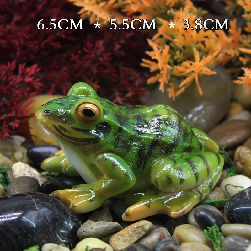 Kawaii Handmade Resin Green Cartoon Frog Animal Figurine Aquarium Flower Pot Decoration Home Decoration
