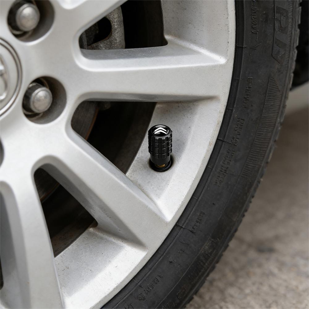 PEZN4 4pcs Aluminium Car Tire Valve Stems Caps Gear shaped Valve For Citroen C1 C2 C3 C4 C5 C6 C8 C4L DS3 DS4 DS5 VTS Auto Accessories