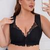 Женский кружевной бюстгальтер с широкими бретелями большого размера, бюстгальтер с застежкой спереди, собирающий бюстгальтер