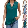 Women's Fashion Solid Color Collar Zipper Sleeveless Loose T-shirt Tank Top