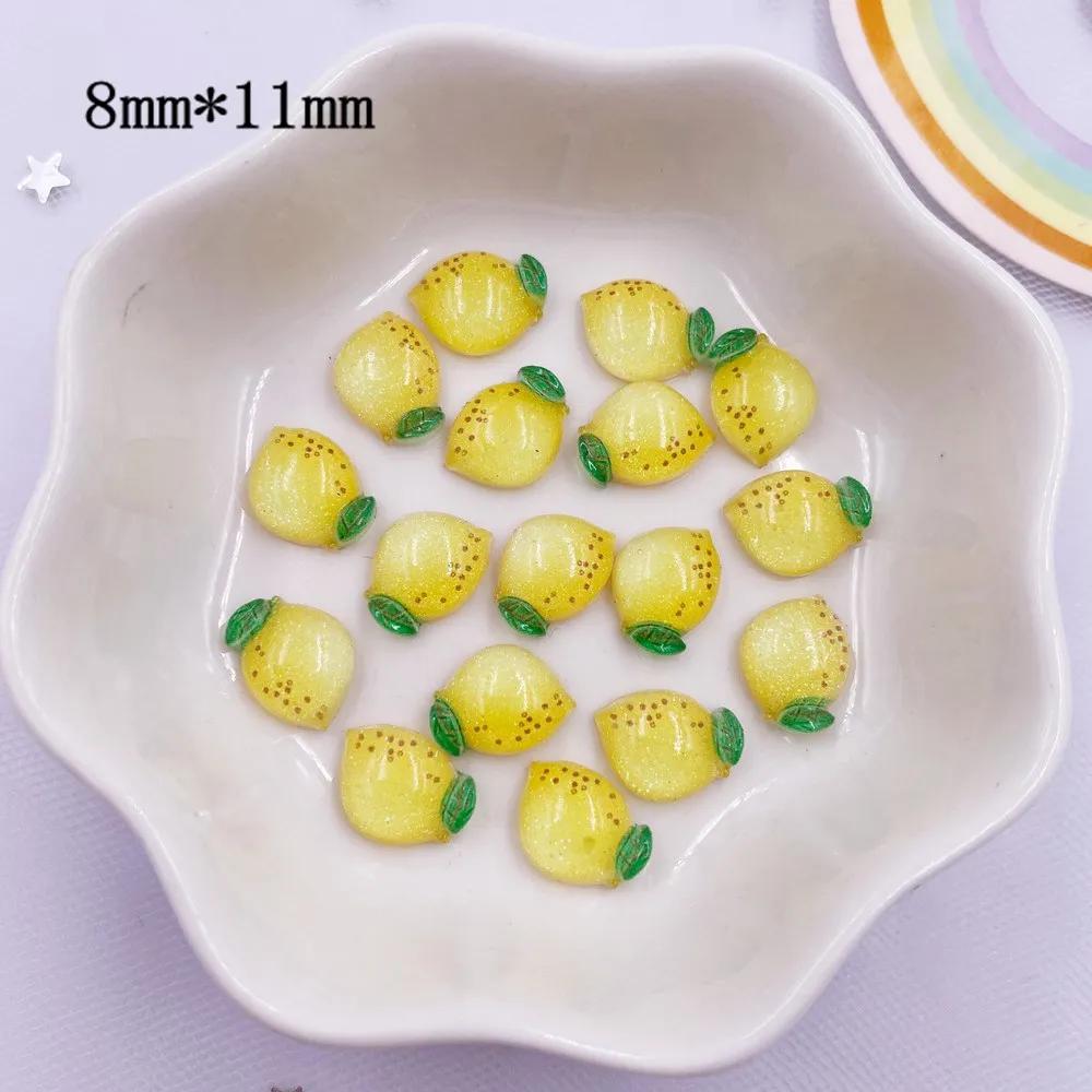 Смола, смешанные красочные блестящие мини-персики, груши, виноград, яблоко, вишня, лимон, хурма, редис, фрукты, еда, дизайн ногтей, стразы с плоской задней частью