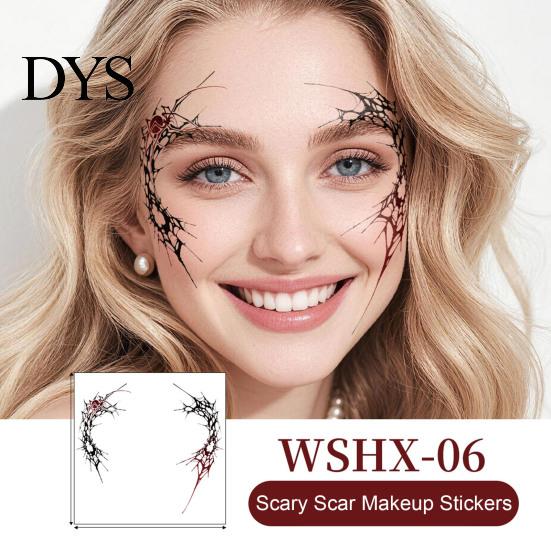 Sensitive Skin Safe Tattoos Halloween Temporary Face Tattoos, Realistic Scary Makeup Stickers, Waterproof Water Transfer Skull Patterns Decals,