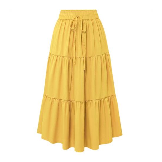 Женская летняя многоярусная юбка-макси А-силуэта с высокой талией, плиссированная, расклешенная, длинная, повседневная, летящая, пляжная, в стиле бохо