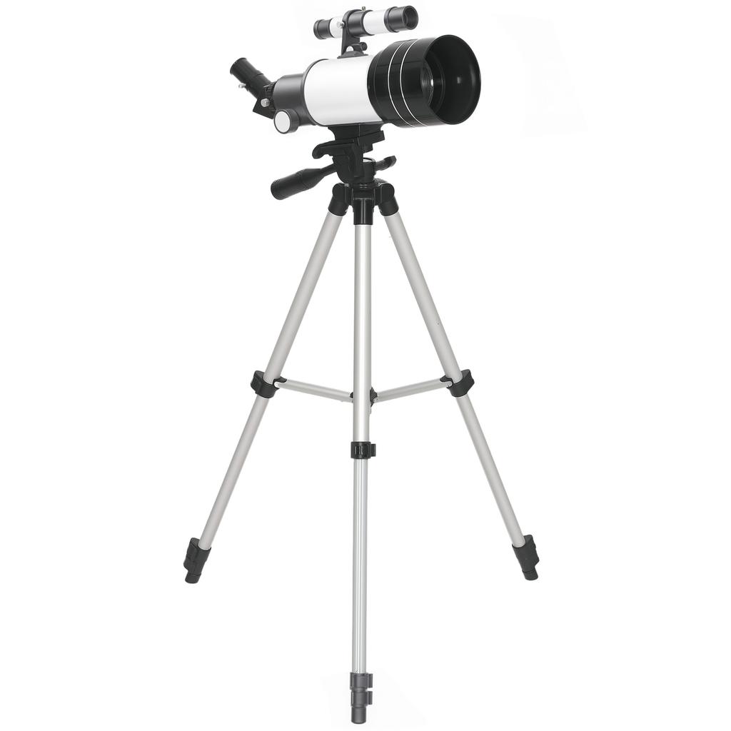 Telescope 70 Mm Objective 5 X 24 Finder Scope Adjustable Tripod Silver