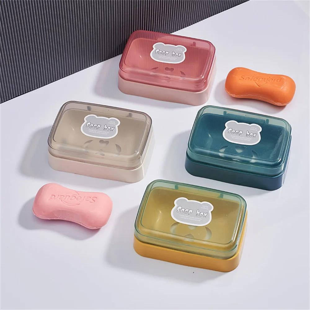 Bathroom Soap Dish With Lid Home Plastic Box Keeps Dry Soap Dish Travel Portable Tray Dish Storage Soap Container