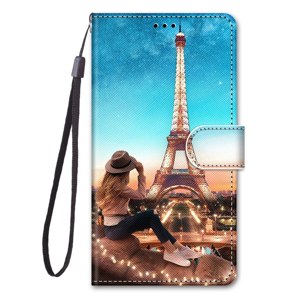 Кожаный чехол-книжка для Xiaomi Redmi Note 7 8 Pro 8T 9 Pro 9S Лев Кошка Цветок Бабочка Рисованный Кошелек Держатель для карт Чехол