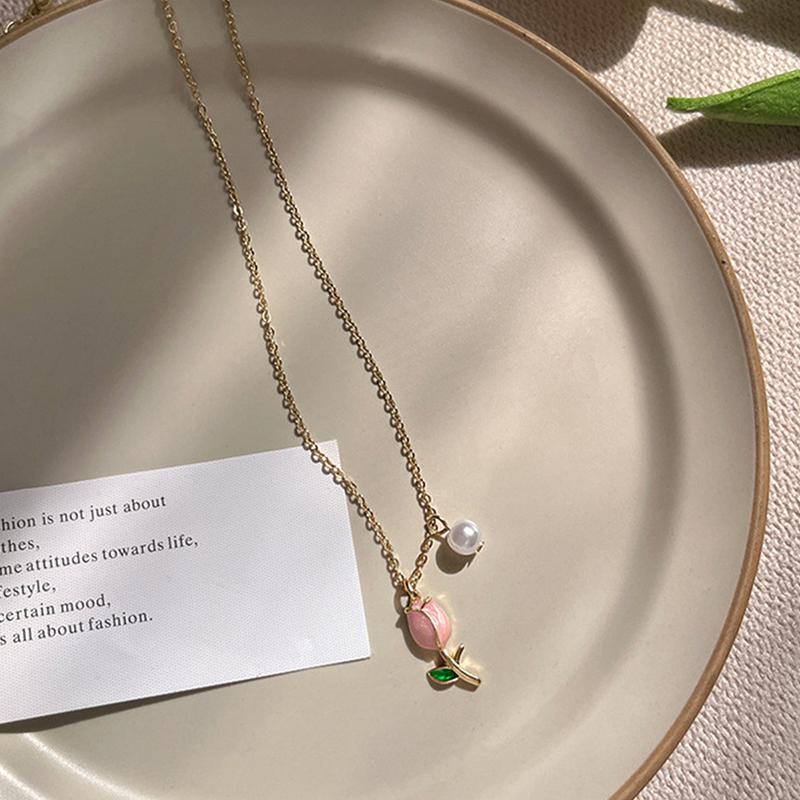 Уникальный дизайн, элегантное нежное жемчужное ожерелье с тюльпаном, легкая роскошная цепочка на ключицу для женщин, модные ювелирные изделия, подарок на вечеринку