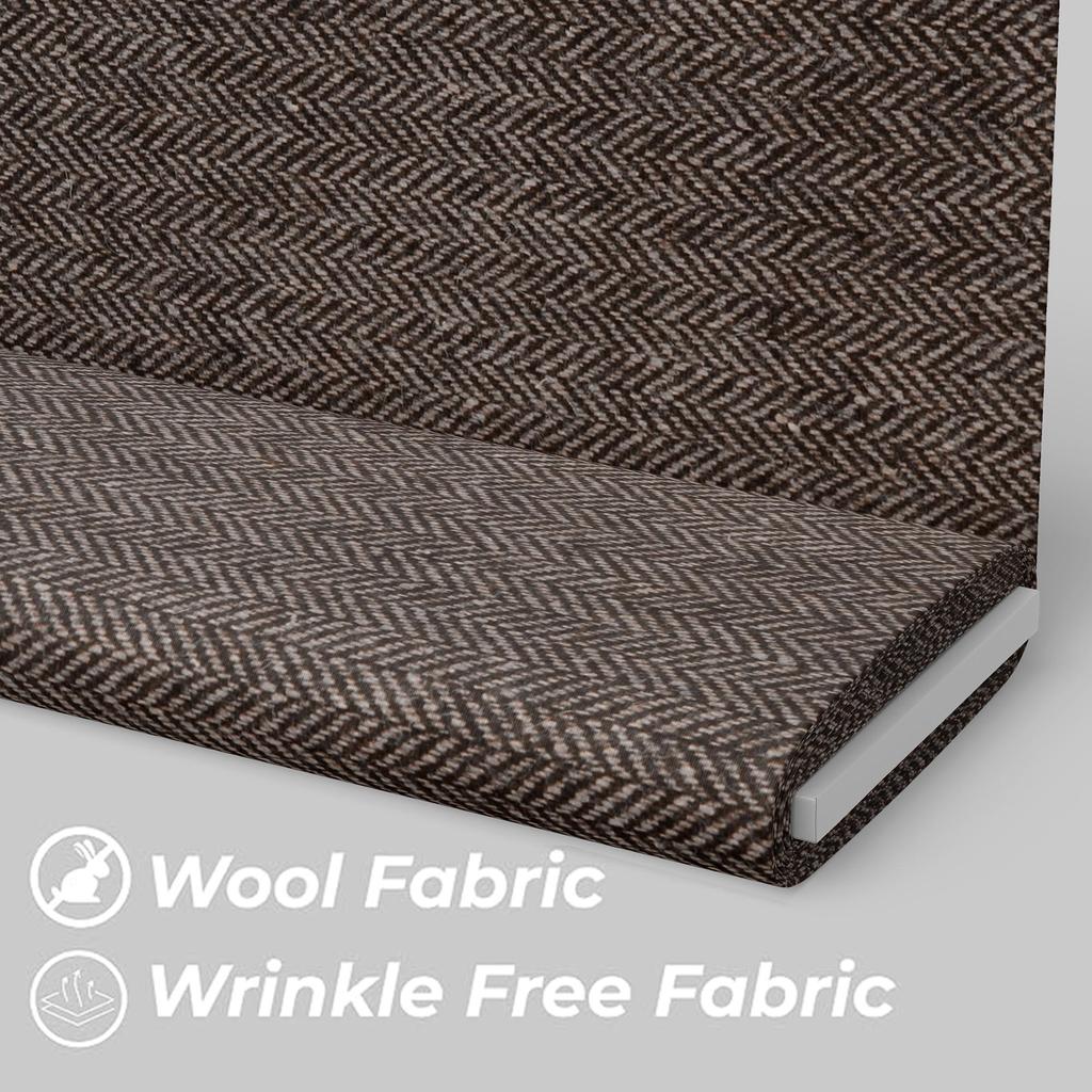 Dark Brown Herringbone Tweed Fabric - 70% Wool, 150cm Wide, 450gsm