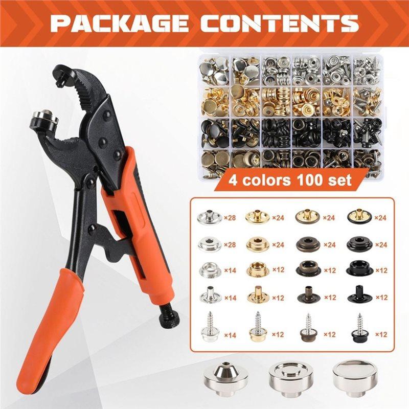 J1UL1N For Snap Fastener Tool Kit(100 Sets), For Snap Button Set With Accessories For Canvas Fabric Repair Applications
