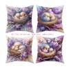 Purple flowers cozy nest digital printing pillow cover Short plush Suitable living rooms bedrooms sofas throw cushion cover