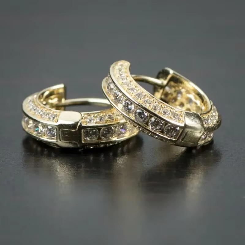 Серьги Huajie Bright Square с цирконием круглой формы для мужчин, хип-хоп, уличные,个性, модные ушные