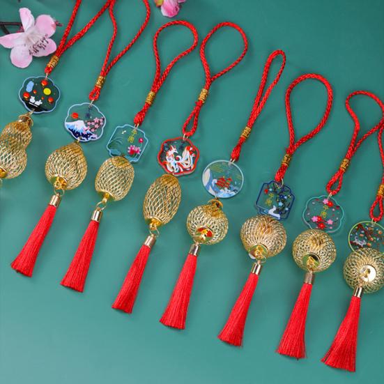 Украшение на китайский Новый год Мини золотой полый фонарик орнамент Счастливый подвесной кулон с кисточкой для удачи, богатства, успеха Дом Кухня Бонсай Дерево Автомобиль