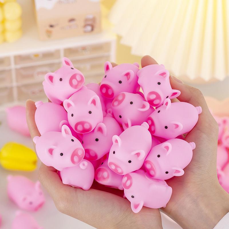 6/36pcs Mini Rubber Pig Baby Bath Toys Pink Piggy Decompression Venting Toys Float Squeak Toys for Baby Shower for Children