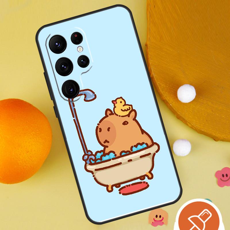 Cute Cartoon Capybara Phone Case For Samsung Galaxy S25 Ultra S24 S23 S22 S21 Ultra S9 S10 Plus S20 FE Funda Cover
