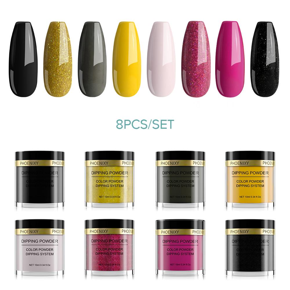 PHOENIXY, 10 г, набор пудры для ногтей, натуральная сухая голографическая система для погружения ногтей, сила