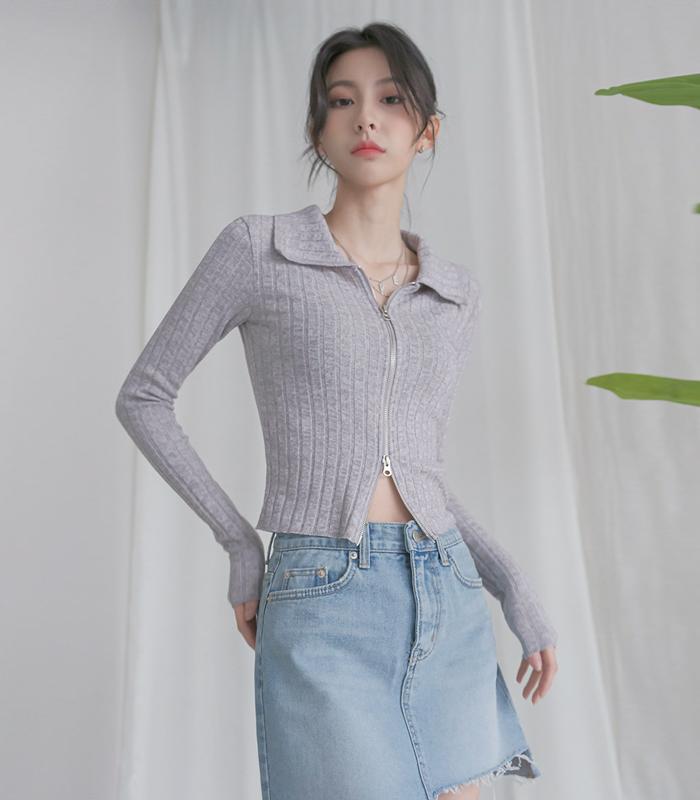 AVANDRESS Vivid Collar Twoway Knit Zip-Up - 6Col