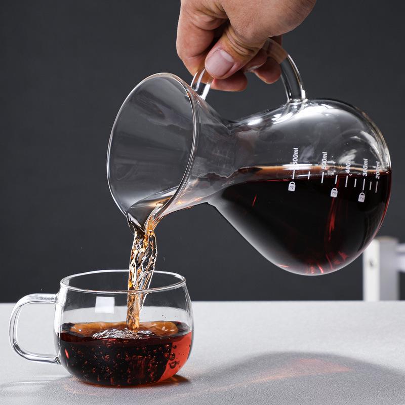 Thick Glass Hand-Pour Coffee Drip Pot & Cold Brew Sharing Cup